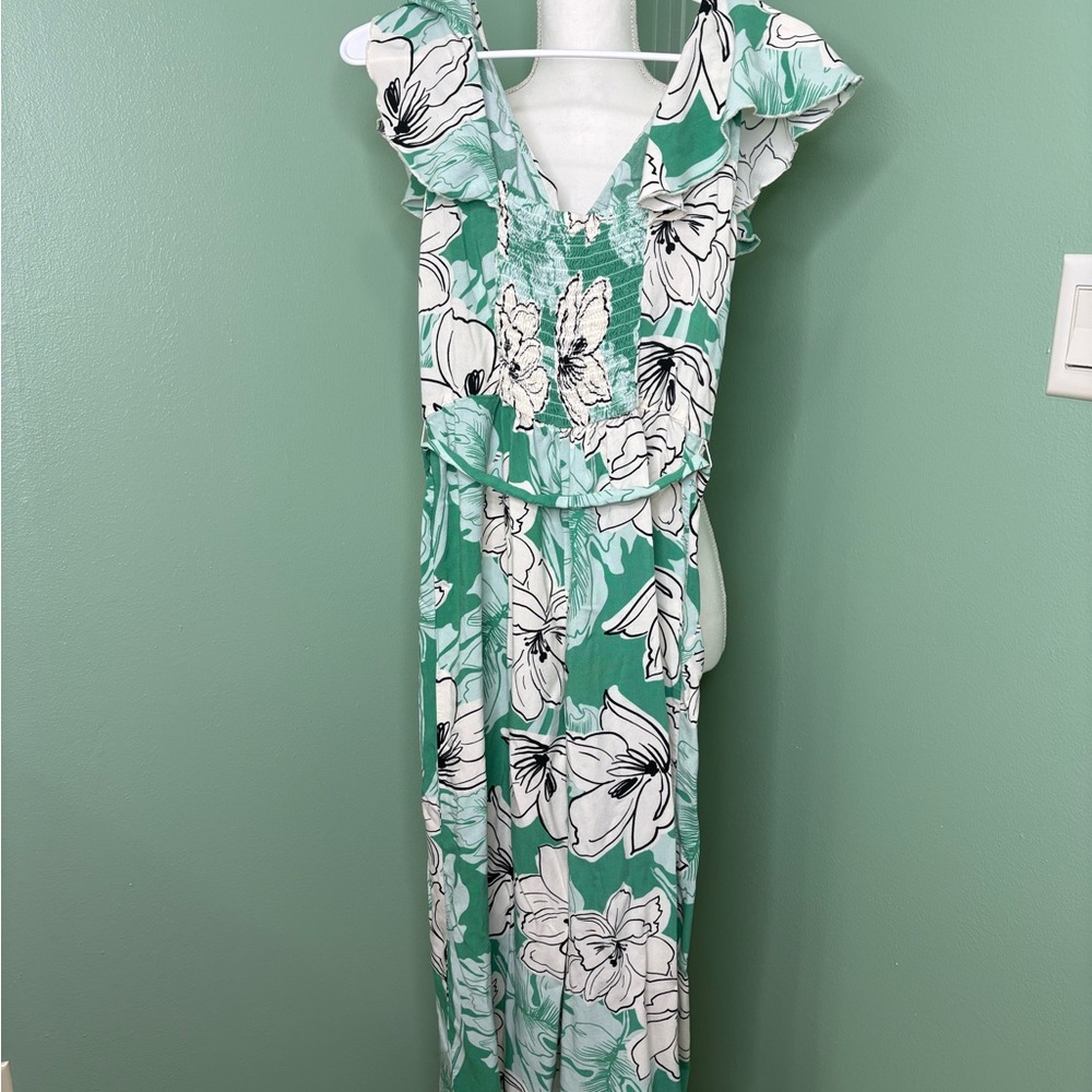 Luxology Teal Floral Jumpsuit - Picture 3 of 10